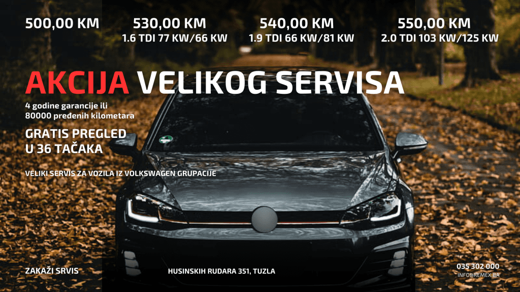 Akcijske cijene velikog servisa za Volkswagen grupaciju automobila